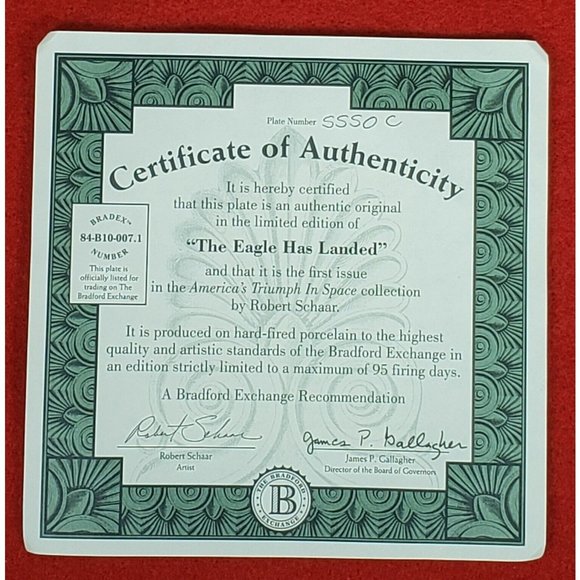 American's Triumph in Space Collectors Plate "The Eagle has Landed" MIB +COA - Picture 3 of 3